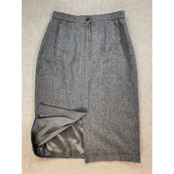 Joan Leslie Pencil Skirt Knee Length Career Business Wool Gray Size 10 - Picture 3 of 10